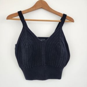Streetwear Society Navy Ribbed Crop Top